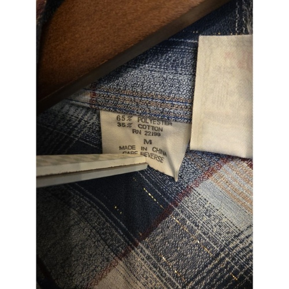 Vintage Rocking K Ranchwear Medium, Plaid, Sparkling Snap Up Rodeo ,Ranch , - Picture 4 of 6